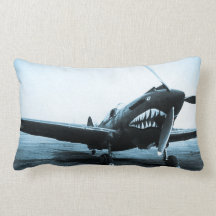 Curtiss P40 Warhawk Flying Tigers Shark Face Plane Pillow