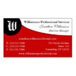 Curve Monogram Red Business Cards