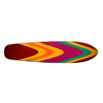 Curved Colorful Rainbow Abstract Retro Art Deco Skateboard