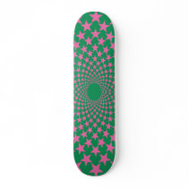 Curved Stars (Pink/Green) Skateboard Deck