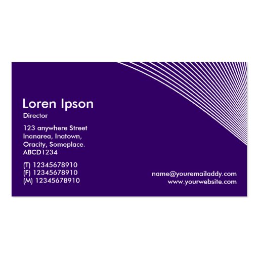 Curves - White on Deep Purple 330066 Business Cards (back side)
