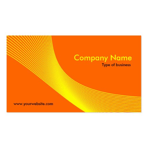 Curves - Yellow on Dark Orange FF6600 Business Card (front side)