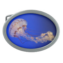 Curving Jellyfish Oval Belt Buckle