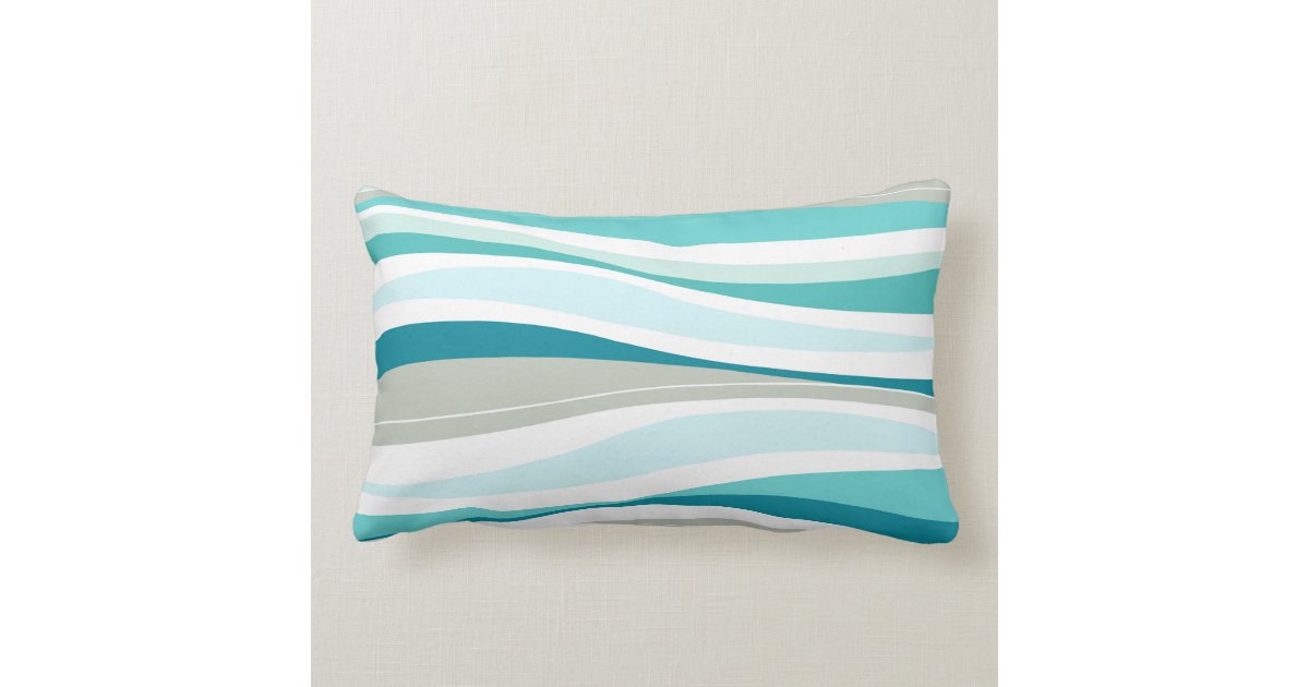Curvy Lines Aqua Designer Lumbar Pillow Zazzle 