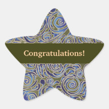Curvy Lines Batik Blue Star Sticker