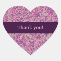 Curvy Lines Batik Pink Heart Sticker