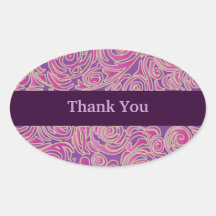 Curvy Lines Batik Pink Oval Sticker