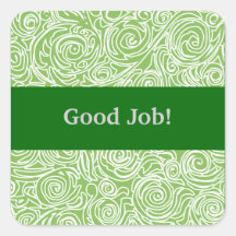 Curvy Lines Green Square Sticker