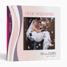 Curvy Lines Wedding Photo Album fuschia 3 Ring Binders