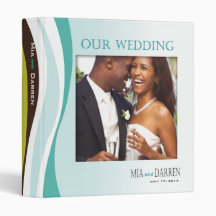 Curvy Lines Wedding Photo Album teal olive Binders