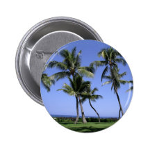 Curvy Palm Trees and Ocean Pinback Button
