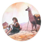 Cusco Peru Llama Picture Round Stickers