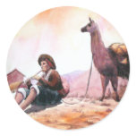 Cusco Peru Llama Picture Round Stickers