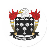 Cushman Family Crest stickers by coatsofarms Cushman Family Crest stickers