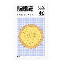 Custard Pie. Yellow Tart, with Blue Gingham. Postage