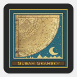 Custom 1775 Astrolabe Quadrant Bookplate Square Stickers