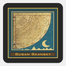 Custom 1775 Astrolabe Quadrant Bookplate Square Stickers