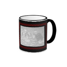 Custom 2 Instagram Photos Red Black Checkerboard Coffee Mug