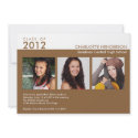 Custom 3 photo brown graduation class invitation invitation