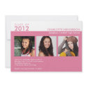 Custom 3 photo pink graduation class of invitation invitation
