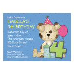 Custom 4th Birthday Puppy Dog Custom Announcements