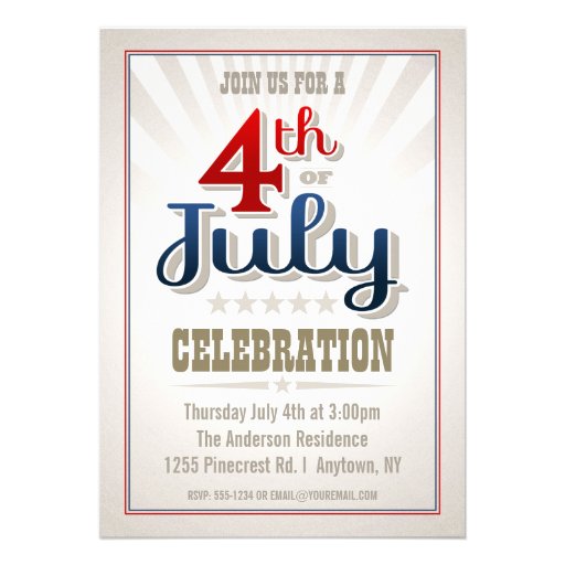 Custom 4th of July Party Invitation (front side)