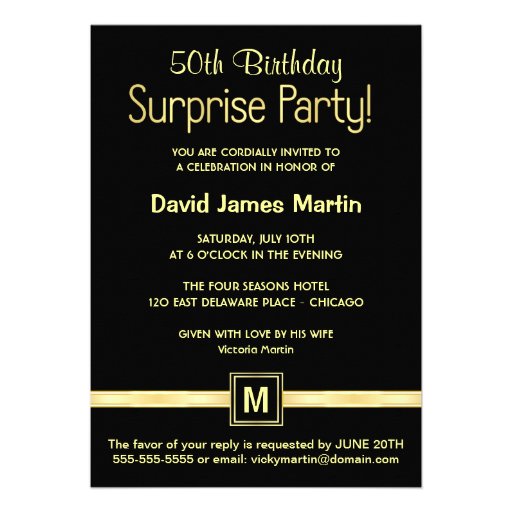 Custom 50th Birthday Surprise Party Invitations