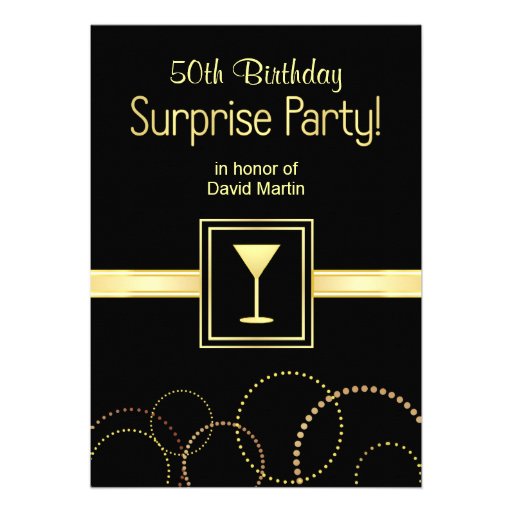 Custom 50th Birthday Surprise Party Invitations (front side)