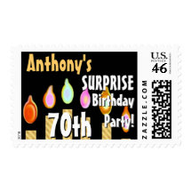 CUSTOM 70th - 79th Birthday Party Stamp - GOLD