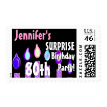 CUSTOM 80th - 89th Birthday Party Stamp - PURPLE