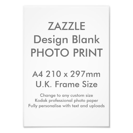 Custom A4 Photo Print UK Frame Size Zazzle