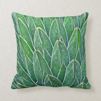 CUSTOM ACCENT THROW PILLOW WITH AGAVE PLANT
