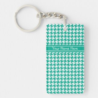 Custom Acrylic Keychain, Emerald Dogtooth Check