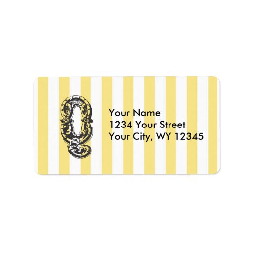 Custom Address Label Monogram Letter Q With Yellow