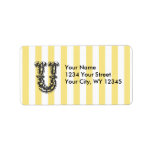 Custom Address Label Monogram Letter T With Yellow