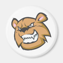 Custom Angry Bear Cartoon Logo Fridge Magnet