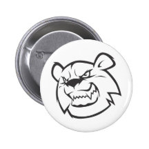 Custom Angry Bear Outline Logo Pinback Button
