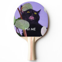 Custom Angry Halloween black cat Ping Pong Paddle