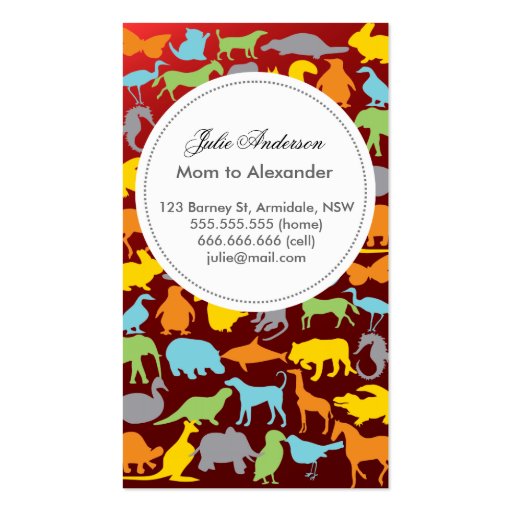 Custom animal mommy card business card template