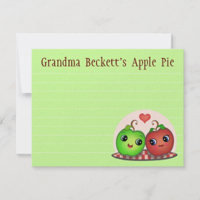 Custom Apple Friends Recipe Card Template Personalized Invites by 