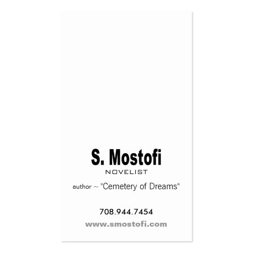 Custom - Art Tech Business Card for Novelist (back side)