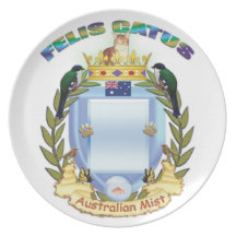 Custom Australian Mist cat crest plate with flag