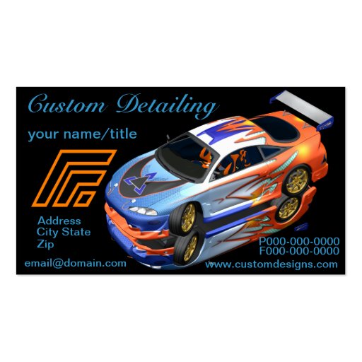 Custom Auto Detailing Business Cards (front side)