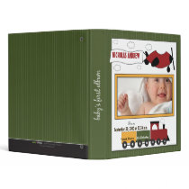 Custom Baby Album: Green Planes and Trains binders by BabyShoppe Custom Baby Album: Green Planes and Trains binders