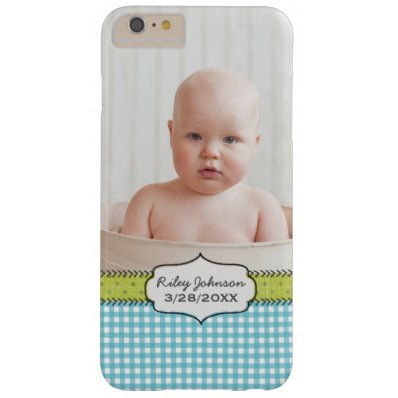 Custom baby boy photo name and birthday keepsake barely there iPhone 6 plus case