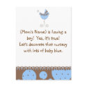 Custom Baby Shower Invitation-Chic Baby Blue postcards by babyshowergalore Custom Baby Shower Invitation-Chic Baby Blue postcards