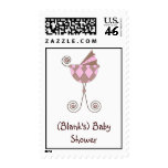 Custom Baby Shower Postage Stamp-Pink & Brown Pram