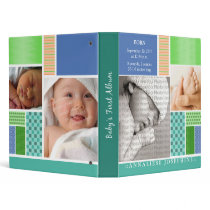 Custom Baby's First Album :: Blue Patchwork Vinyl Binders