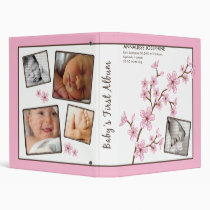 Custom Baby's First Album :: Pink Cherry Blossom 3 Ring Binders