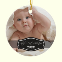 Custom Baby's First Christmas Ornament (black) ornaments